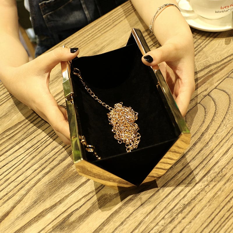 Fashion Lady Metal Clutch evening bag for Party Women's Evening Bags Shoulder handBag Cross-body Purses