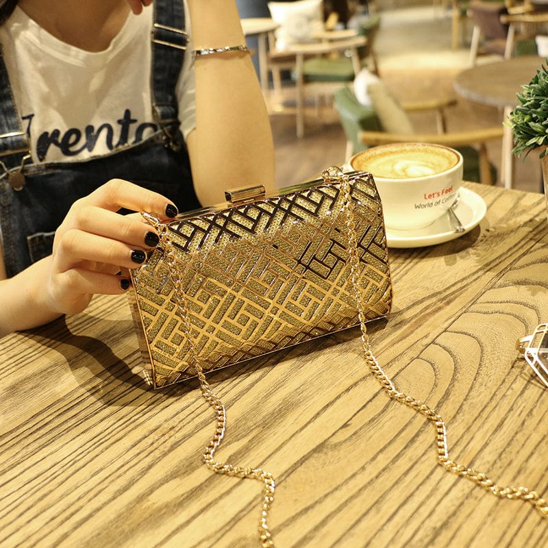 Fashion Lady Metal Clutch evening bag for Party Women's Evening Bags Shoulder handBag Cross-body Purses