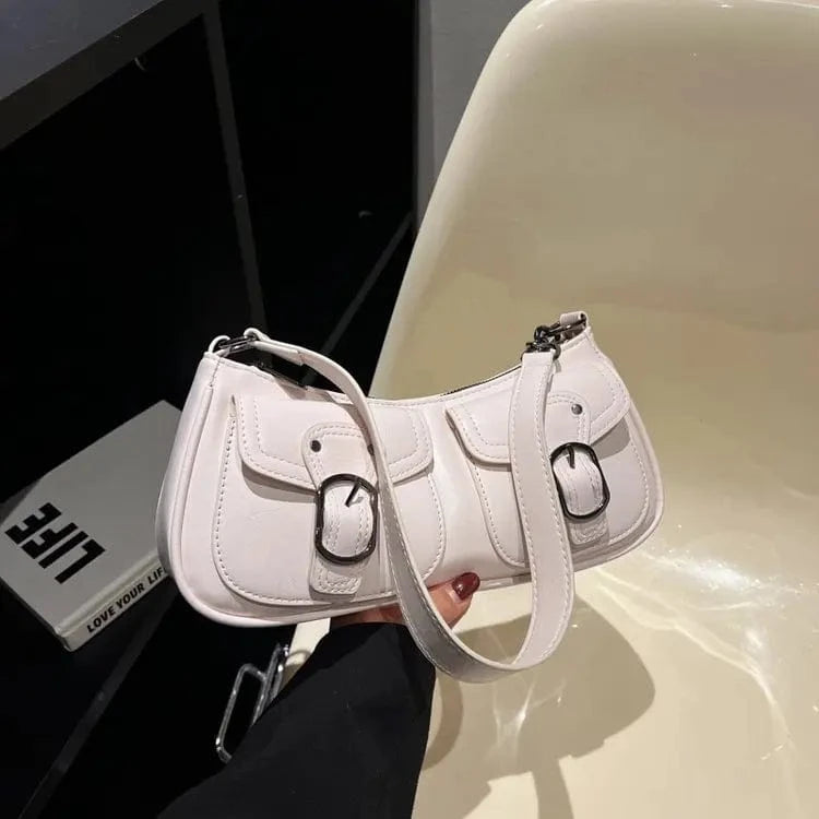 Fashion Leather Shoulder Armpit Bag for Women 2024 Tend Female Simple Small Pocket Design Underarm Handbags and Purses