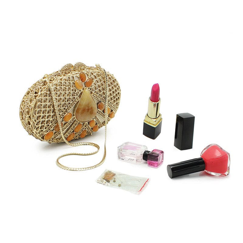 Fashion Luxury Agate Stone Clutch Bag Golden Chain Party Wedding Purse Women Rhinestone Evening Female Dinner Dress Handbag