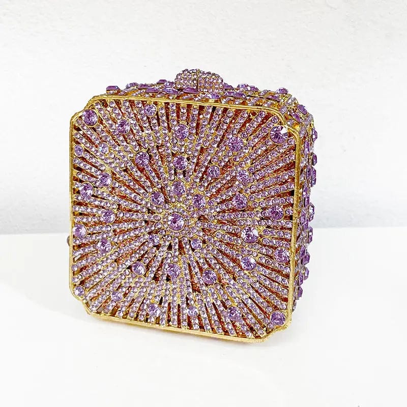 Fashion Luxury Bag Sparkle Formal Square Shape Crystal Rhinestone Bridal Clutch  Evening Bag Handbag Crystal Purse