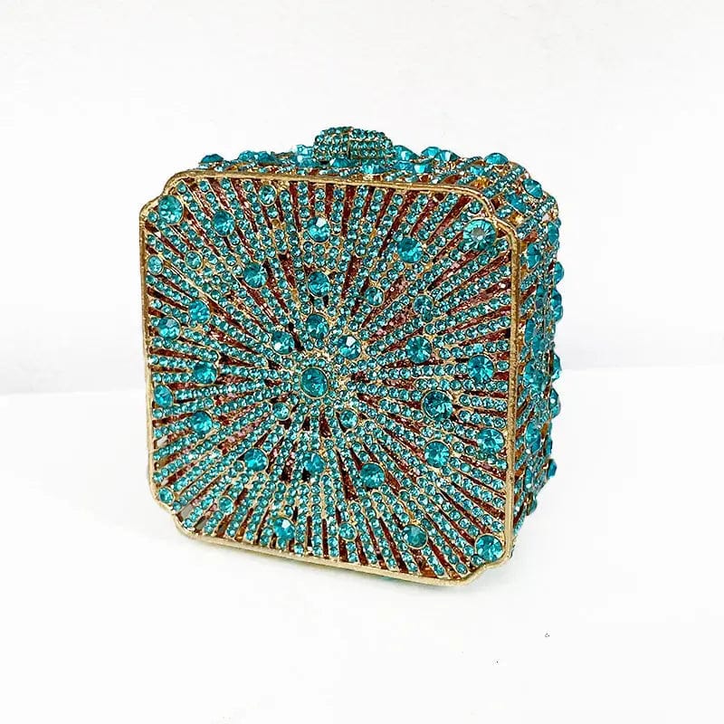 Fashion Luxury Bag Sparkle Formal Square Shape Crystal Rhinestone Bridal Clutch  Evening Bag Handbag Crystal Purse