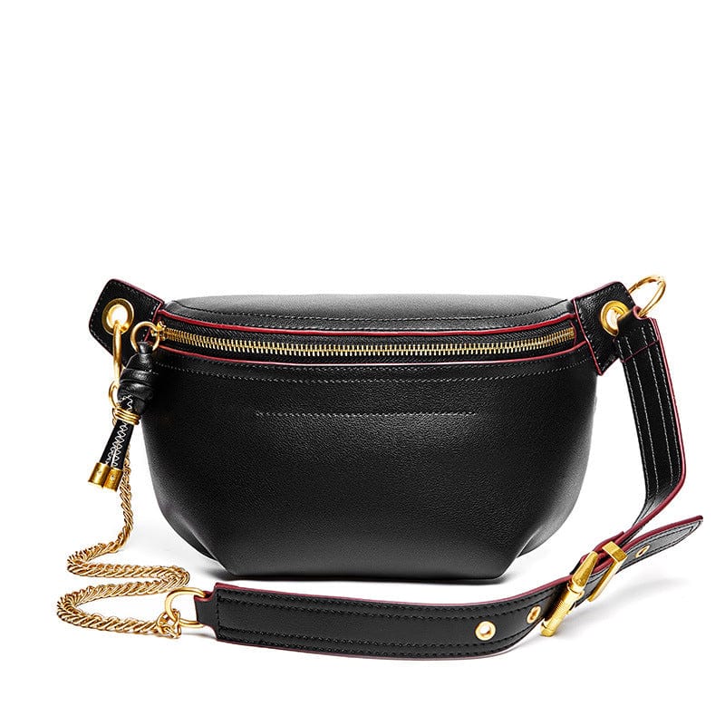 Fashion new trendy messenger bags crossbody purse genuine leather small fanny pack waist bag custom logo chest bag women
