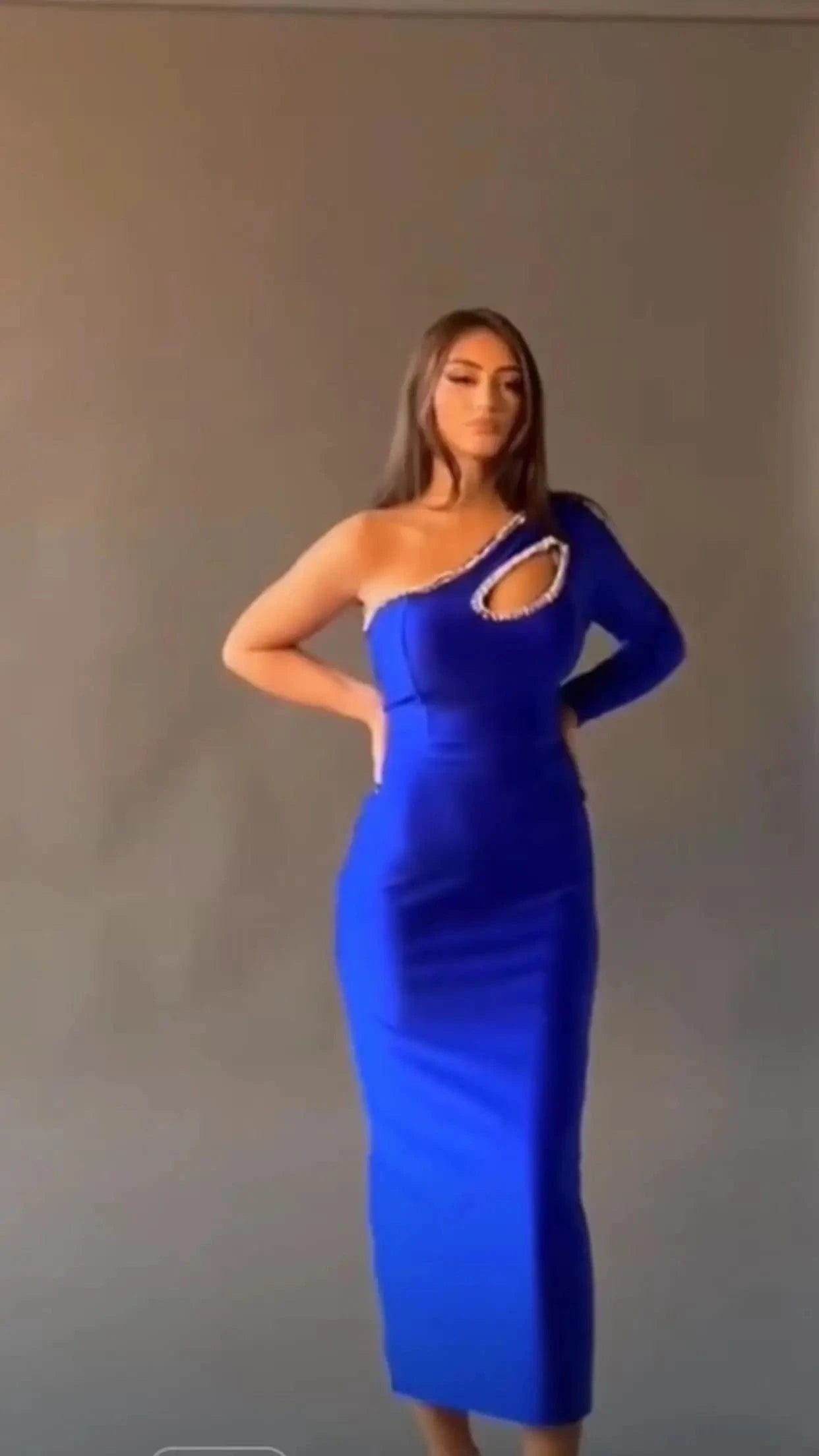 Fashion Party Clothing Celebrity Elegant One Sleeve Beading Sexy Bodycon Evening Party Dress