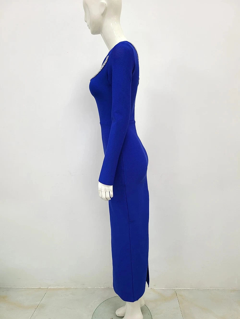 Fashion Party Clothing Celebrity Elegant One Sleeve Beading Sexy Bodycon Evening Party Dress