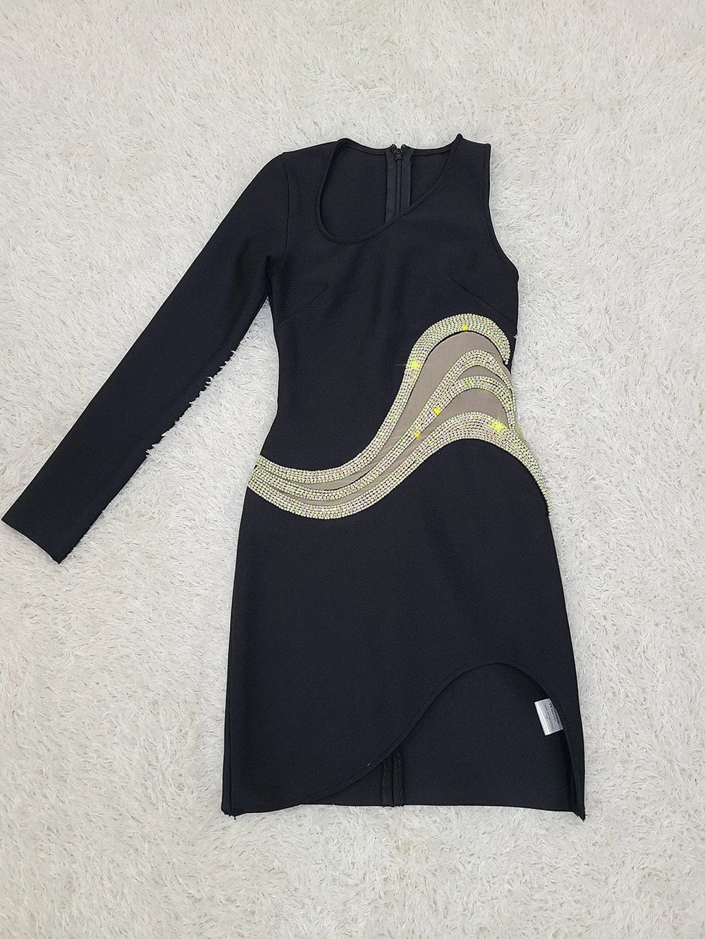 Fashion Party Clothing Celebrity Elegant One Sleeve Evening Women Party Dress