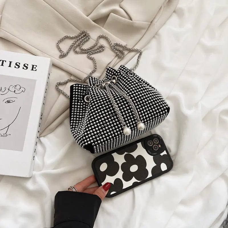 Fashion Rhinestone Bucket Bags Women Handbags Ladies Shoulder Bling Purses and Handbags 2022