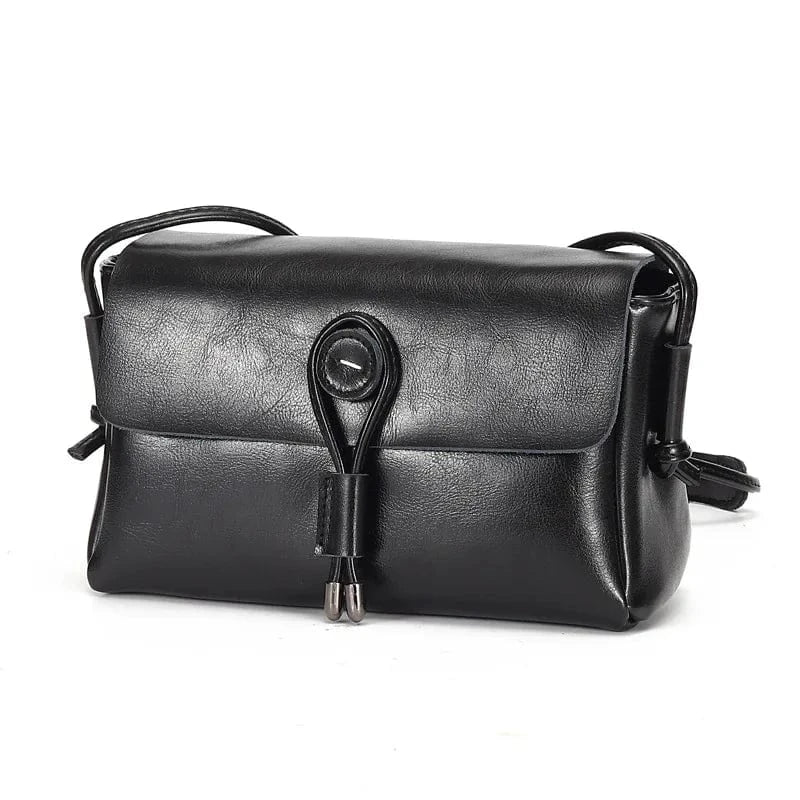 Fashion small genuine wax leather crossbody sling bag women