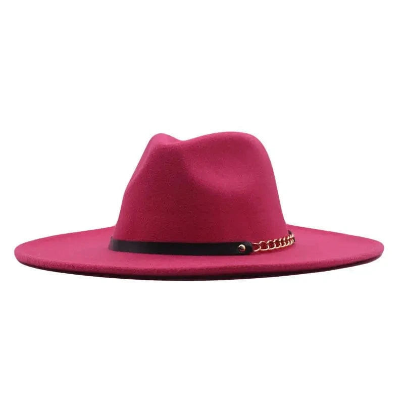 fashion sombrero cap hat  multi-color felt women fedora hats wholesale with chain belts