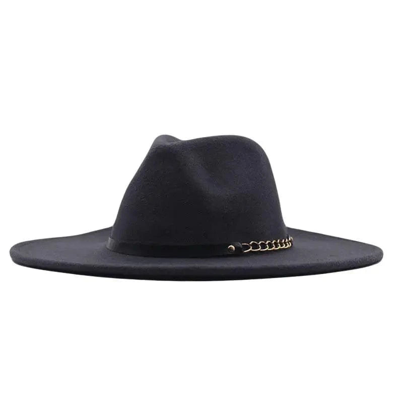 fashion sombrero cap hat  multi-color felt women fedora hats wholesale with chain belts