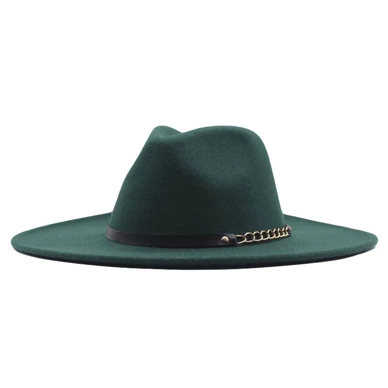fashion sombrero cap hat  multi-color felt women fedora hats wholesale with chain belts