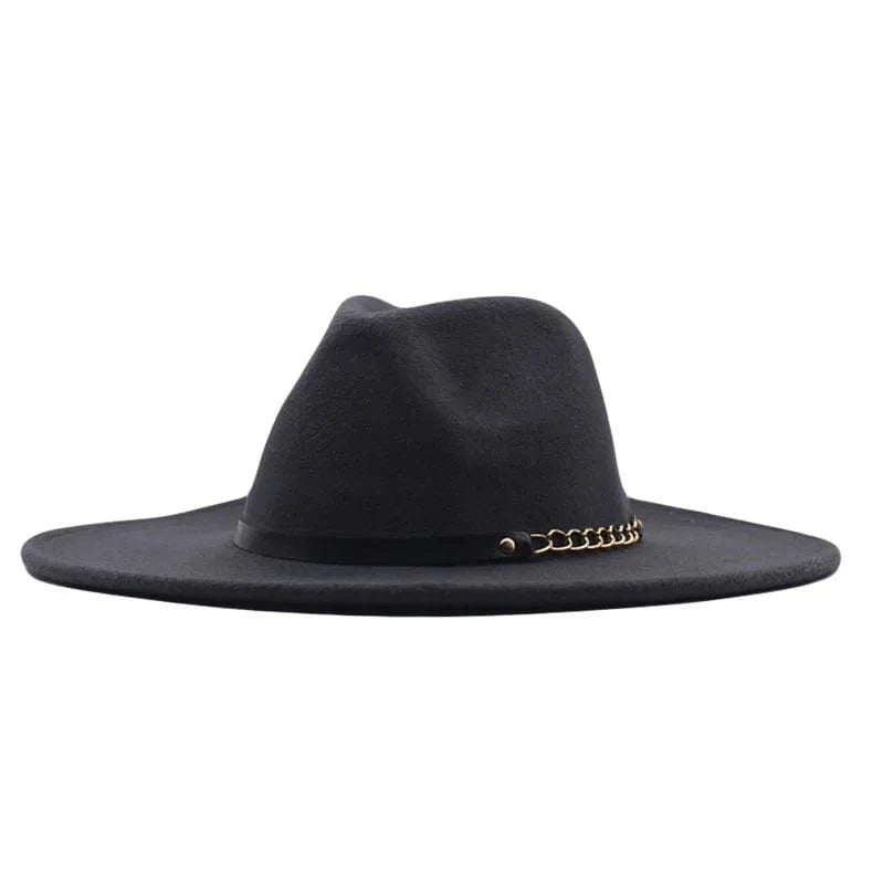 fashion sombrero cap hat  multi-color felt women fedora hats wholesale with chain belts