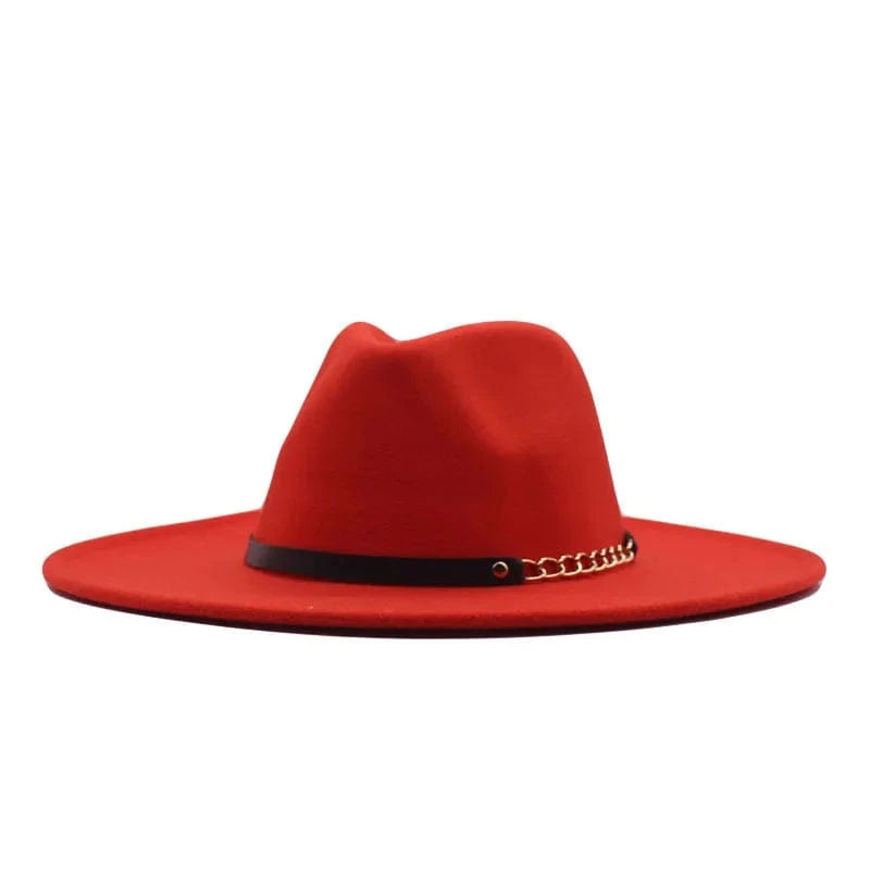 fashion sombrero cap hat  multi-color felt women fedora hats wholesale with chain belts