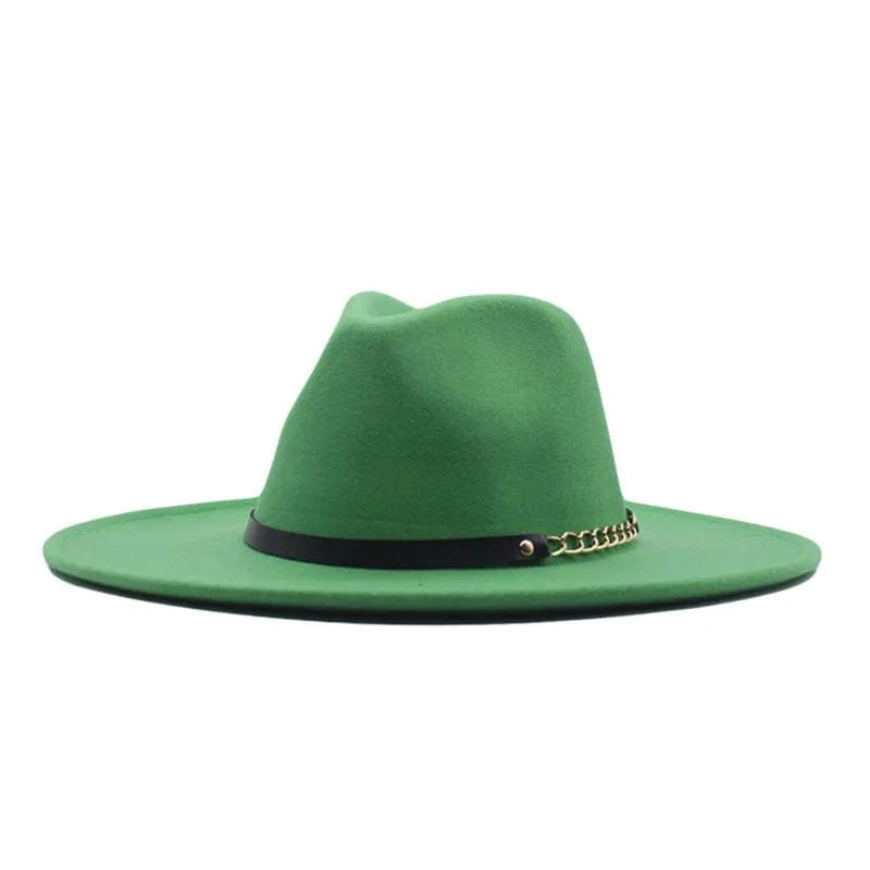 fashion sombrero cap hat  multi-color felt women fedora hats wholesale with chain belts