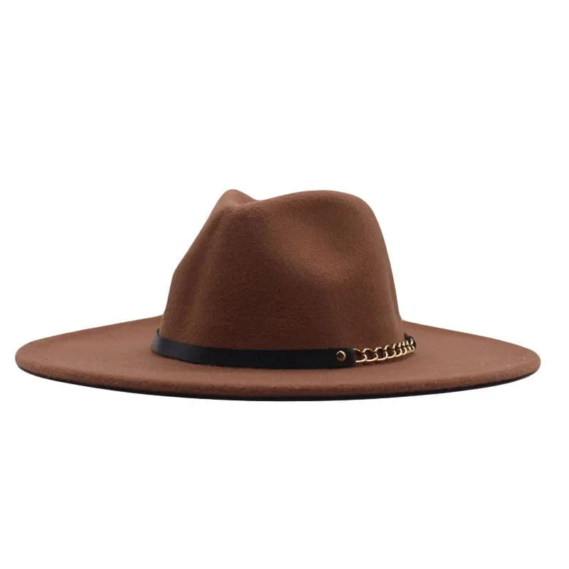 fashion sombrero cap hat  multi-color felt women fedora hats wholesale with chain belts