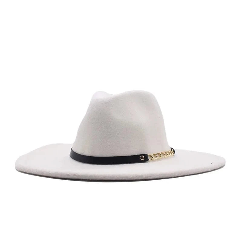 fashion sombrero cap hat  multi-color felt women fedora hats wholesale with chain belts
