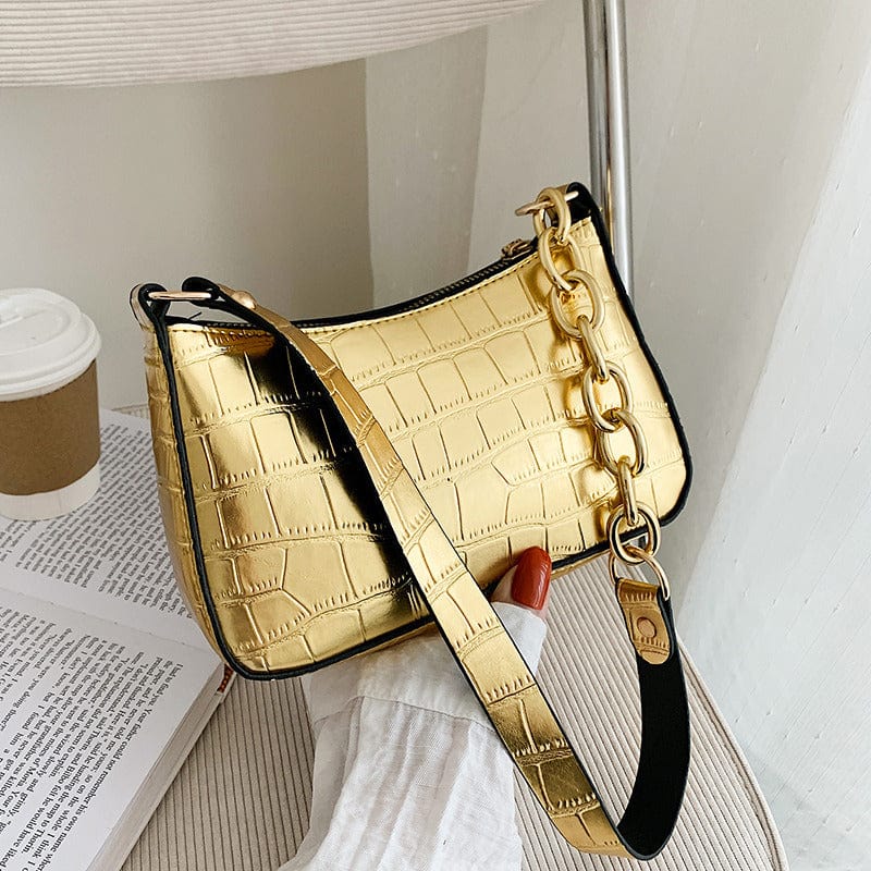Fashion Trend PU Leather Women Crocodile Underarm Bag Retro Stone Pattern Ladies Handbags Ladies Small Shoulder Bags