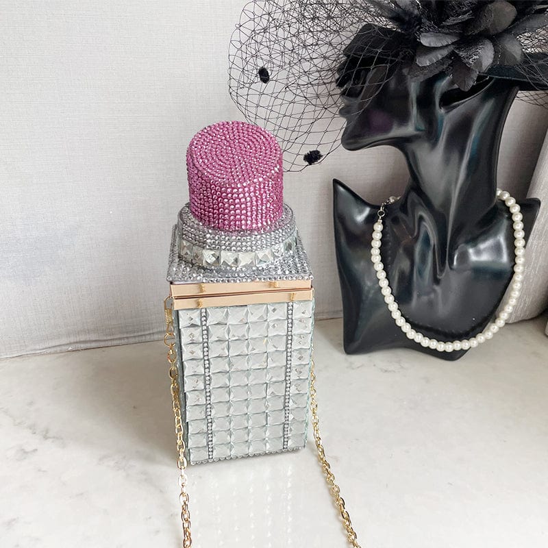 Fashion Trendy Sexy Lipstick Bag Shinny Crystal Clutches Ladies Rhinestone Banquet Evening Bags Women Bridal Purse and Handbag