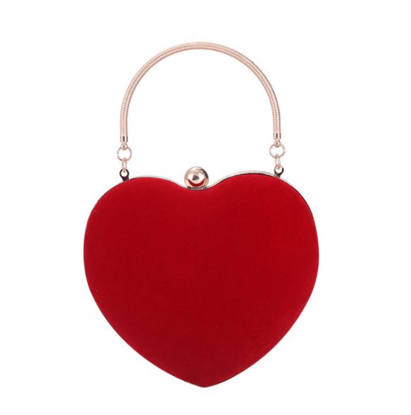 Fashion Velvet Heart Shape Women Party Purse Evening Banquet gathering Ladies Handbag For Ladies
