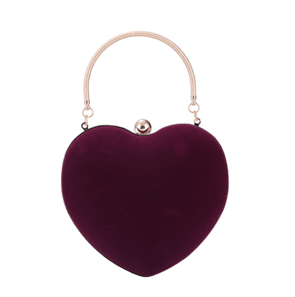 Fashion Velvet Heart Shape Women Party Purse Evening Banquet gathering Ladies Handbag For Ladies