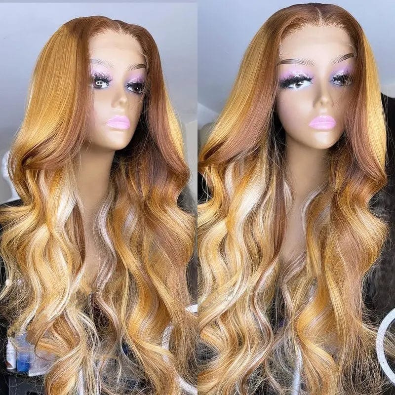 Fashion Wigs Ombre Color Loose Wave Brazilian Virgin Cuticle Aligned Lace Front 100% Human Hair Wigs