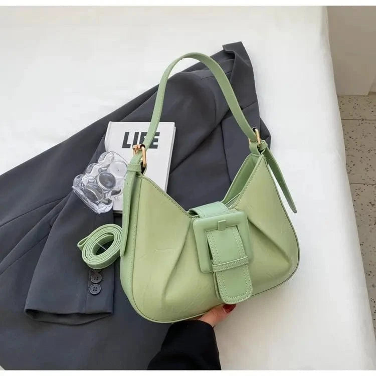 Fashion Women Armpit Shoulder Bag Design Underarm Pleated Saddle Bags Belted Lock Messenger Bag Purse Hobos Handbags Y2K