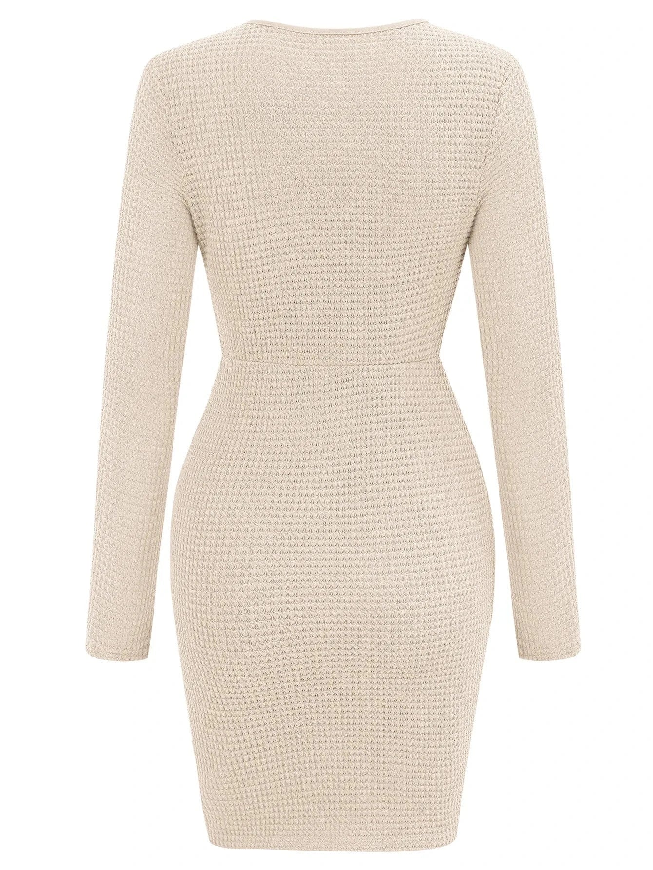 Fashion Women Lady Spring Dress Europe Round Neck Solid Color Slim Waist Long sleeve Pencil Irregular Hem Casual Dress