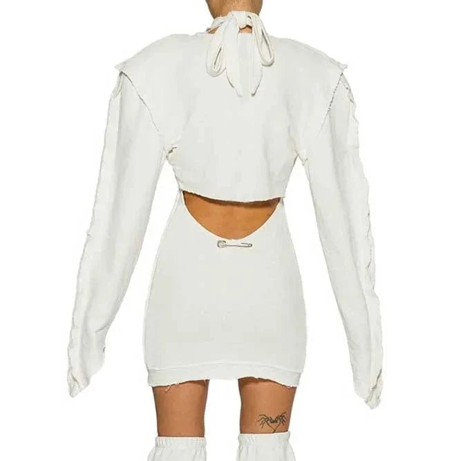 Fashion Women Long Sleeve Three Dimensional Stripe Solid color Mini Sexy Women Clothing Party Dress