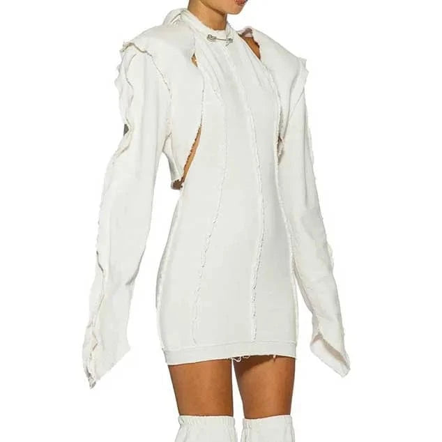 Fashion Women Long Sleeve Three Dimensional Stripe Solid color Mini Sexy Women Clothing Party Dress