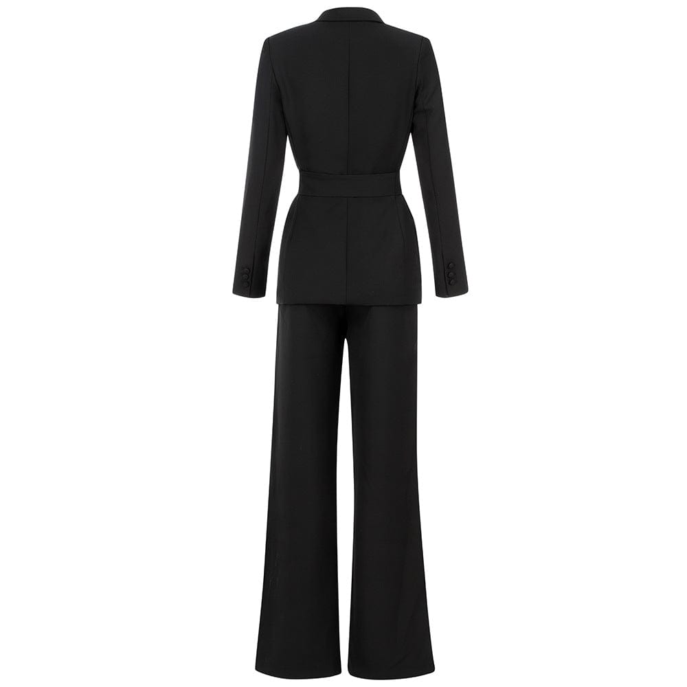 fashion women set for office lady women blazer set slim waist belt two pieces women suit