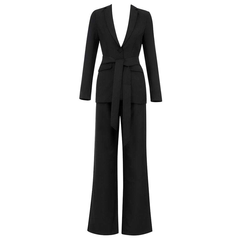 fashion women set for office lady women blazer set slim waist belt two pieces women suit