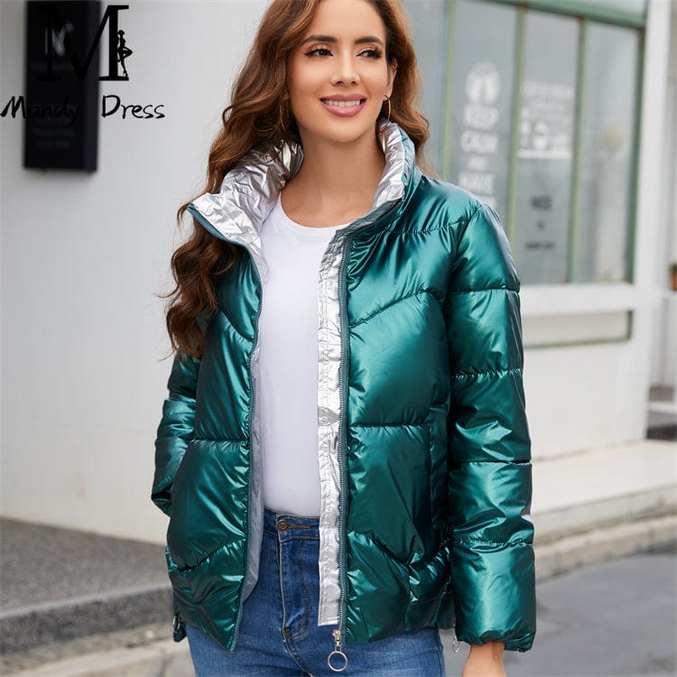 Fashion Y2K Outfits Ladies Puffer Jacket Stand Collar Winter American Clothing Bubble Coats For Women