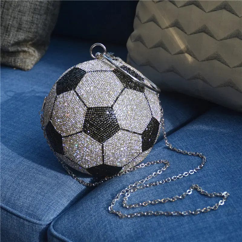 Fashionable Diamond Football Crystal Purse handbag Round Shoulder Bag  Unique Personality Rhinestone Soccer ball Purse for Party