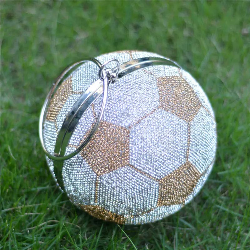 Fashionable Diamond Football Crystal Purse handbag Round Shoulder Bag  Unique Personality Rhinestone Soccer ball Purse for Party