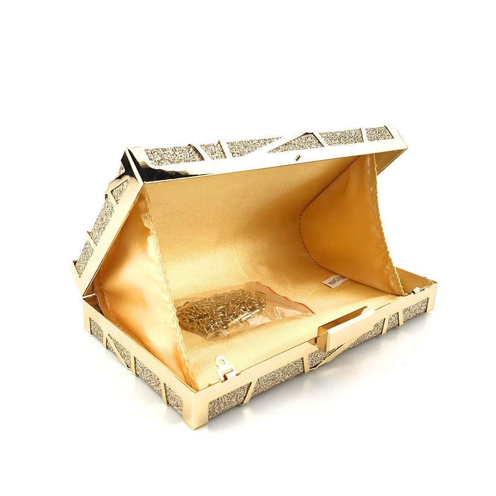 Fashionable metal shimmering powder pretty clutch purse dating bag chain shoulder bag evening bags for ladies