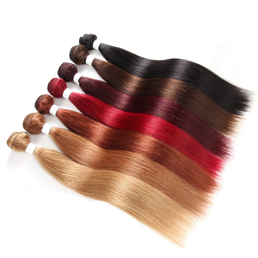Fast Delivery Factory wholesale dyed color human hair bundles, brazilian colored human hair extensions in stock