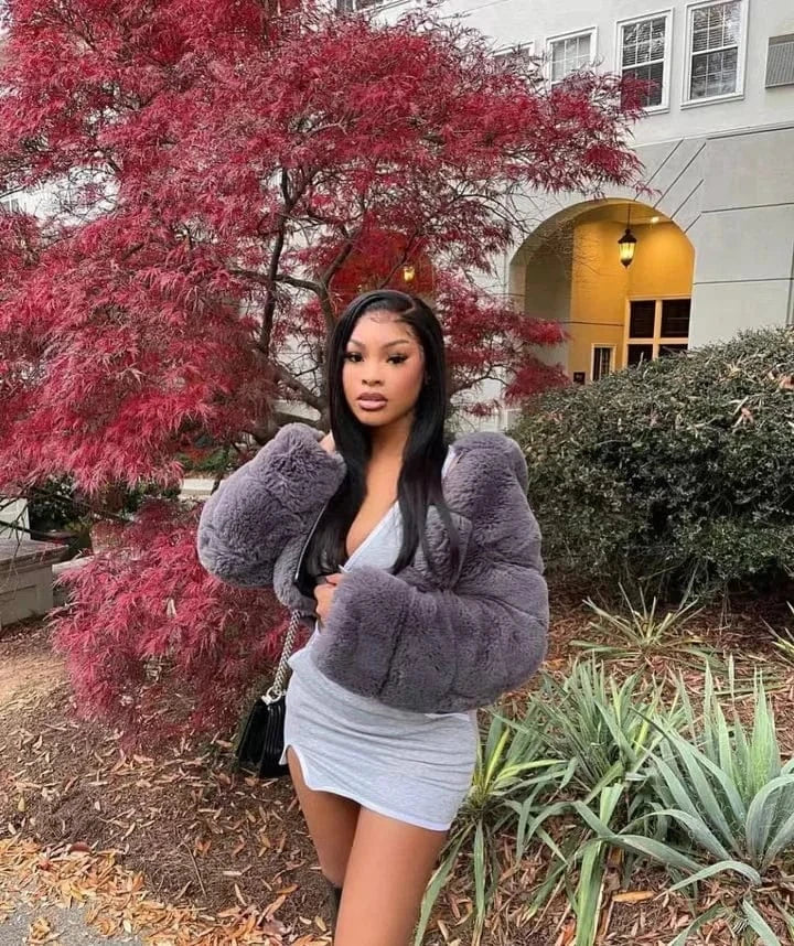 Faux Fur Cropped Top Jacket For Women Fashion Short Style Plus Size Fake wedding white Black Fur Cropped Winter Coat for Lady