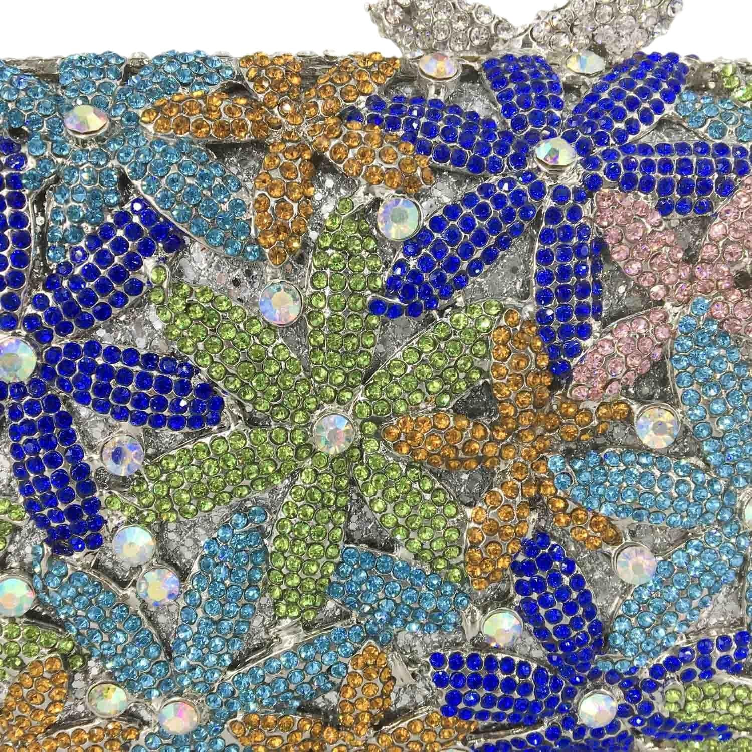 Female Colorful Crystal Clutch Bags High Quality Flower Diamond Rhinestone Lady Floral Party Purse Clutches Bags