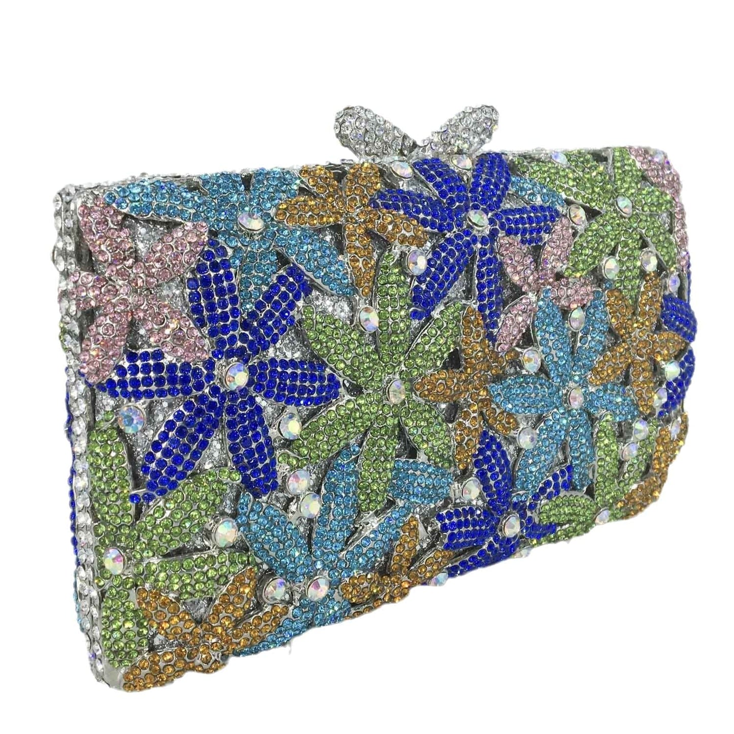 Female Colorful Crystal Clutch Bags High Quality Flower Diamond Rhinestone Lady Floral Party Purse Clutches Bags