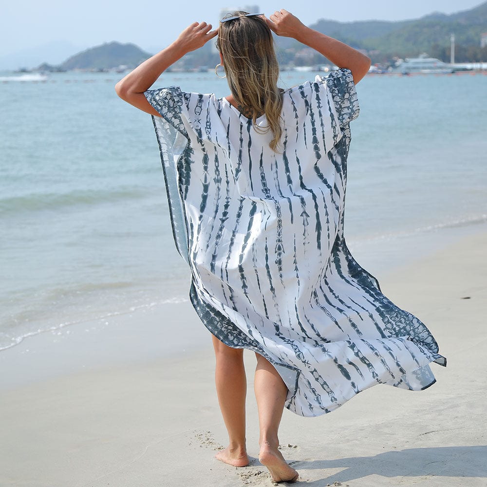 female quick dry tie die boheme loose kimono ladies bikini plus size dress women clothing