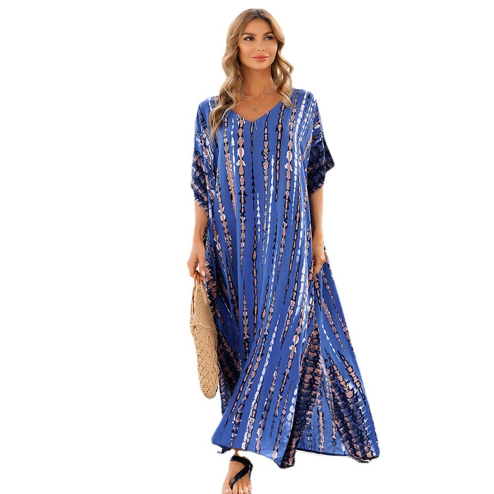 female quick dry tie die boheme loose kimono ladies bikini plus size dress women clothing