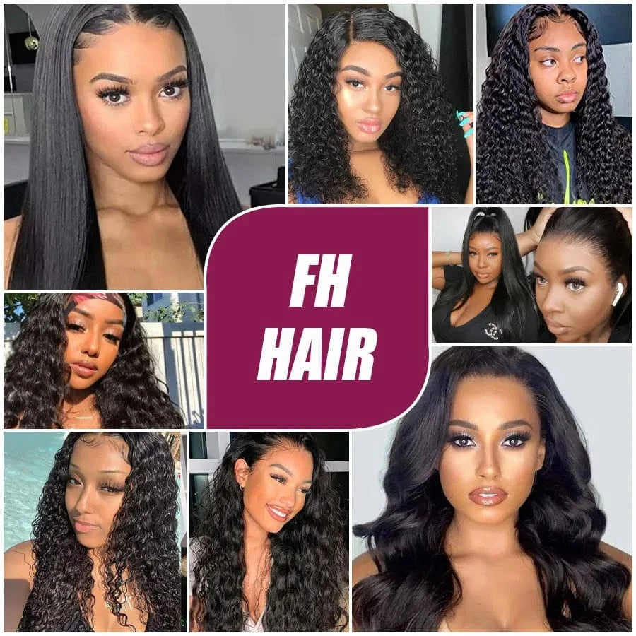FH high quality black unprocessed human frontal 13x4 hd lace frontals preplucked frontal with 3 human hair bundles