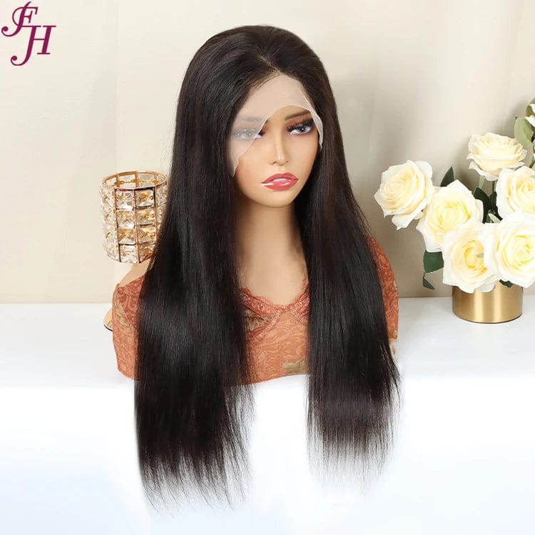 FH ready to ship 13*4 transparent lace front cuticle aligned virgin straight human hair wig for black women