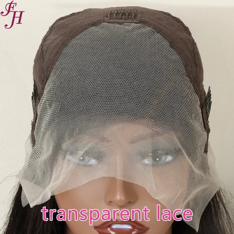 FH ready to ship 13*4 transparent lace front cuticle aligned virgin straight human hair wig for black women