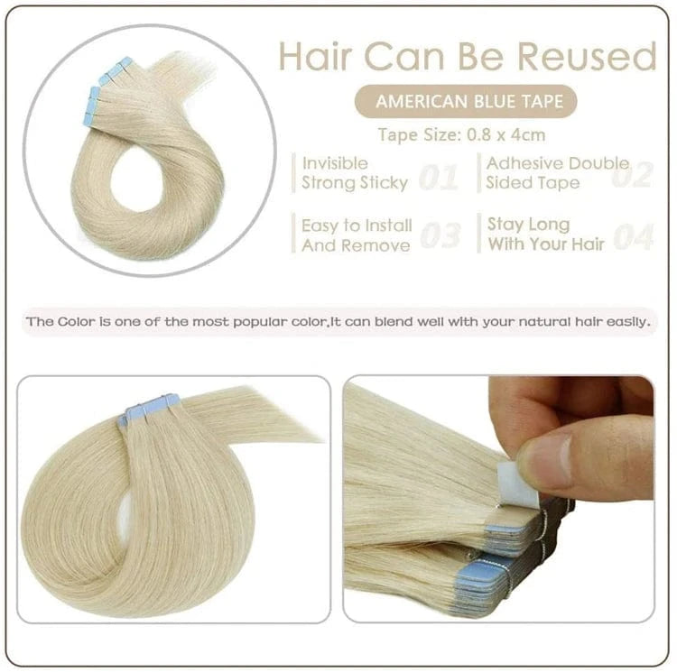 FH Ready To Ship Tape In Hair Extensions 100% Remy Human Hair Double Drawn Natural Invisible Tape Hair Extension