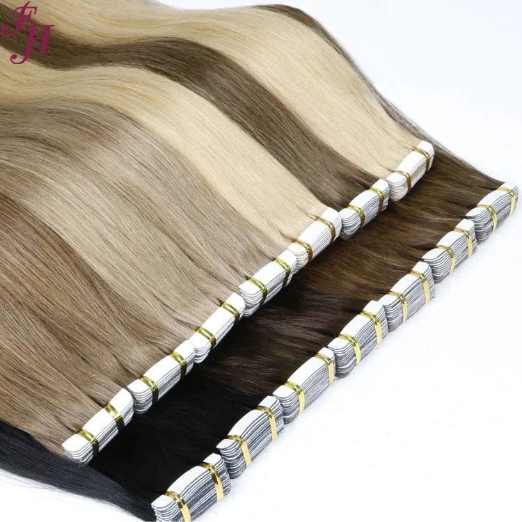 FH Ready To Ship Tape In Hair Extensions 100% Remy Human Hair Double Drawn Natural Invisible Tape Hair Extension