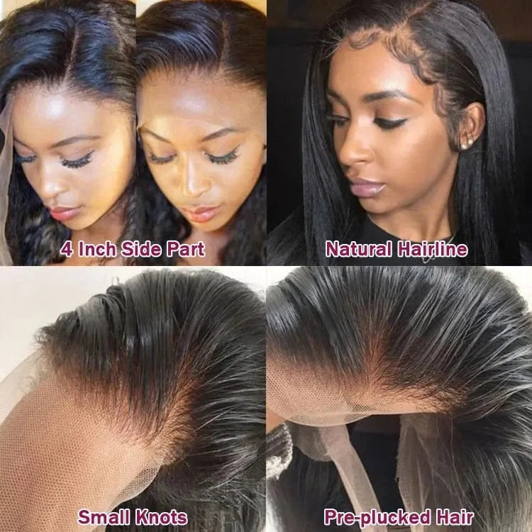 FH wholesale human raw hair natural black brazilian cuticle aligned virgin hair 13*4 lace front hair wig