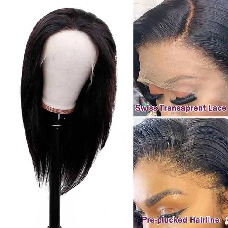 FH wholesale human raw hair natural black brazilian cuticle aligned virgin hair 13*4 lace front hair wig