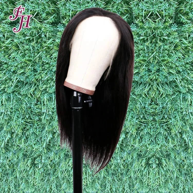 FH wholesale human raw hair natural black brazilian cuticle aligned virgin hair 13*4 lace front hair wig