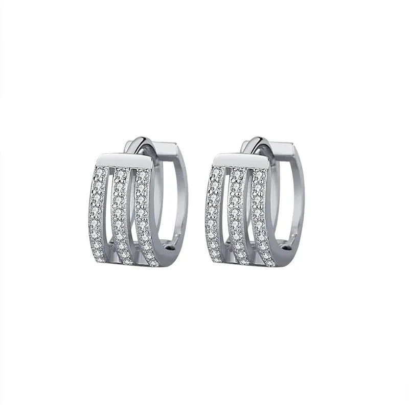 fine jewelry 925 silver earrings jewelry 18K gold plated sterling silver geometric hoop earrings for women